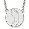 Silver University of North Carolina Tar Heel Disc 18in Necklace