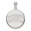 10k White Gold 7/8in University of Southern California Round Pendant