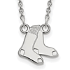 10kt White Gold 1/2in Boston Red Sox Bird Pendant on 18in Chain