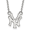 14kt White Gold New York Yankees Small Logo Pendant on 18in Chain