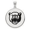 Sterling Silver 7/8in Baylor University Bear Round Enamel Pendant