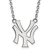 Silver 5/8in New York Yankees Classic Logo Pendant on 18in Chain