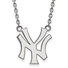 10kt White Gold New York Yankees Jersey Logo Pendant on 18in Chain