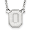 10kt White Gold 1/2in Ohio State Block O Pendant on 18in Chain