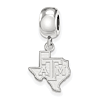 Sterling Silver Texas A&M University State Outline Dangle Bead Charm