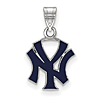 Sterling Silver 1/2in New York Yankees Blue Enamel Pendant