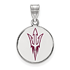 Arizona State University Enamel Round Pendant 5/8in Sterling Silver