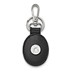 Sterling Silver Michigan State Spartan Black Leather Oval Key Chain