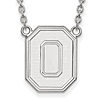 Silver 3/4in Ohio State University Block O Pendant with 18in Chain