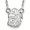 University of Georgia Small Bulldog G Hat Necklace 10k White Gold
