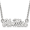 14k White Gold Small Ole Miss Pendant with 18in Chain