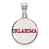 Sterling Silver 5/8in University of Oklahoma Enamel Disc Pendant