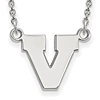 Silver 1/2in University of Virginia Block V Pendant with 18in Chain