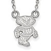 Silver 1/2in University of Wisconsin Badger Pendant with 18in Chain