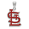 Sterling Silver 3/4in St. Louis Cardinals STL Enamel Pendant