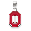 Sterling Silver 1/2in Ohio State University Red Enamel Pendant