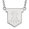 14kt White Gold University of Illinois Victory Badge Necklace