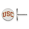 USC Extra Small Round Enamel Earrings Sterling Silver