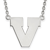 Sterling Silver University of Virginia Block V Pendant with 18in Chain