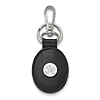 Sterling Silver University of Notre Dame Black Leather Oval Key Chain