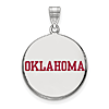 Sterling Silver 3/4in University of Oklahoma Round Enamel Pendant