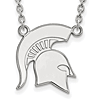 Sterling Silver Michigan State Spartan Helmet Pendant with 18in Chain