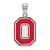 Sterling Silver 3/4in Ohio State University Block O Red Enamel Pendant