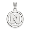 Sterling Silver 5/8in University of Nebraska Circle Pendant
