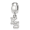 Kansas State University KS Extra Small Dangle Bead Sterling Silver