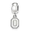 Sterling Silver Ohio State University Extra Small Dangle Block O Bead