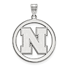 Sterling Silver 1in University of Nebraska N Pendant in Circle