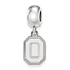 Sterling Silver Ohio State University Block O Bead Charm Small Dangle