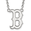 10kt White Gold Boston Red Sox B Pendant on 18in Chain