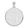 Wake Forest University WF Disc Pendant 1in Sterling Silver