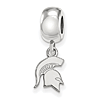 Sterling Silver Michigan State Spartan Extra Small Dangle Bead Charm