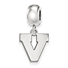 Sterling Silver University of Virginia V Dangle Bead Charm