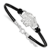 Sterling Silver 7in Kentucky Wildcat Leather Bracelet Small Center