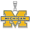 Sterling Silver 3/4in University of Michigan Blue Enamel Pendant