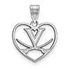 Sterling Silver 5/8in University of Virginia Sabres Pendant in Heart