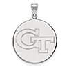 14k White Gold Georgia Tech Disc Pendant 1in