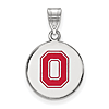 Silver 5/8in Ohio State University Enamel Block O Disc Pendant