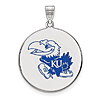 Sterling Silver 1in University of Kansas Round Enamel Pendant