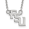 Silver 1/2in Florida State University FSU Pendant on 18in Chain