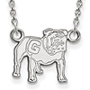 Sterling Silver 1/2in Georgia Standing Bulldog Pendant on 18in Chain