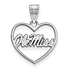 Sterling Silver 5/8in University of Mississippi Heart Pendant