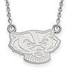 University of Wisconsin Badger Face Necklace Small 10k White Gold