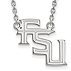 Silver 3/4in Florida State University FSU Pendant with 18in Chain