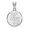 Kansas State University Round KS Pendant 5/8in 10k White Gold