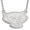 University of Wisconsin 3/4in Badger Face Necklace 10k White Gold
