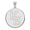 10k White Gold 1in Kansas State University KS Round Pendant